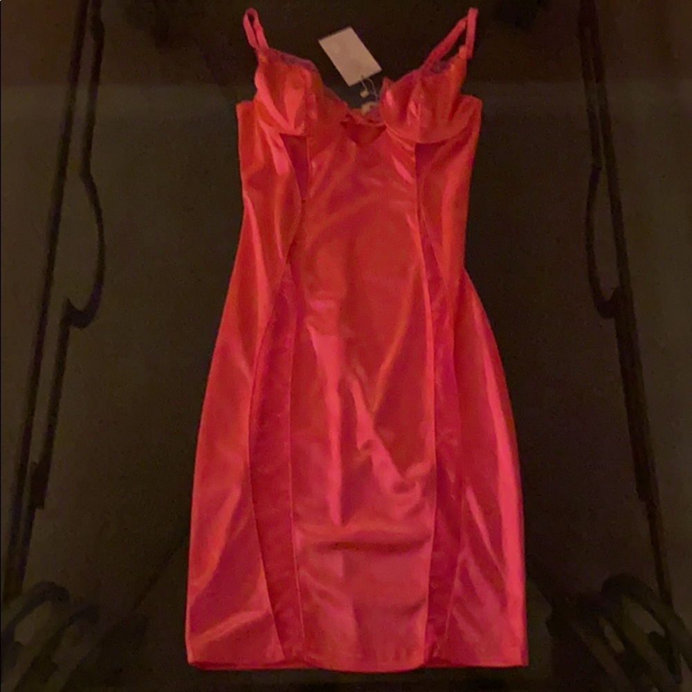 Sexy neon pink bodycon dress